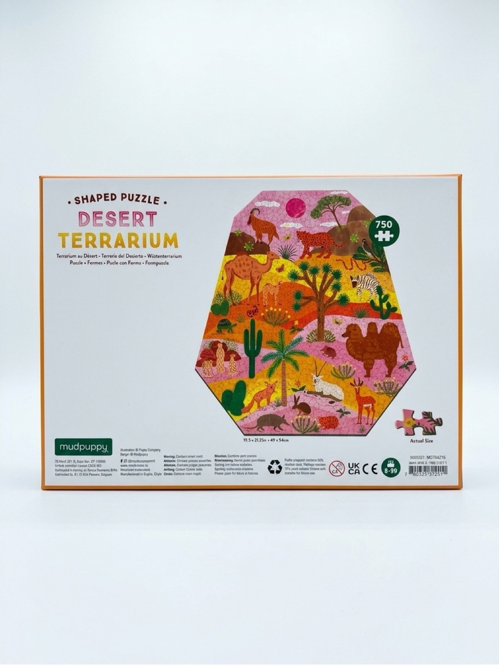 Mudpuppy Desert Terrarium Shaped Puzzle - Pink & Orange